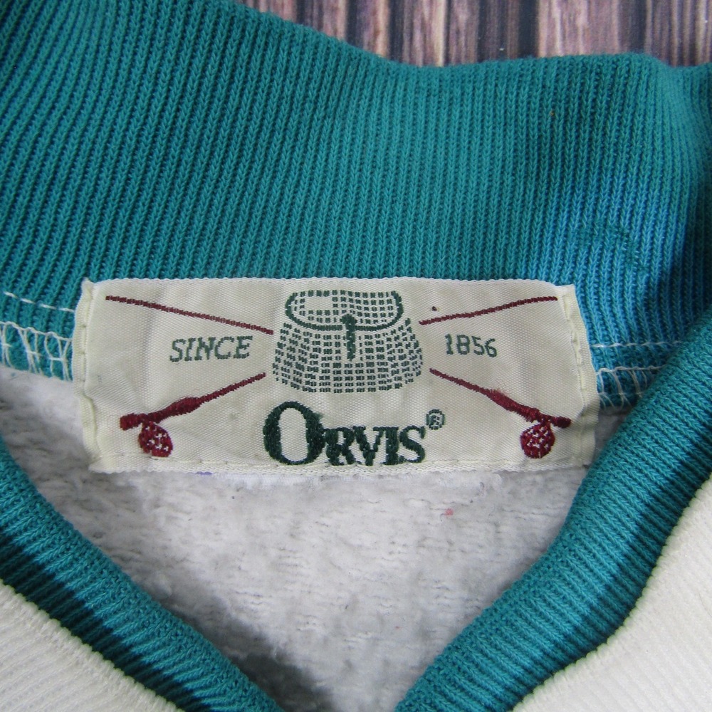 Vintage Orvis Sweatshirt Mens XL White Tribal Western Cardigan Button Fleece - Picture 2 of 6